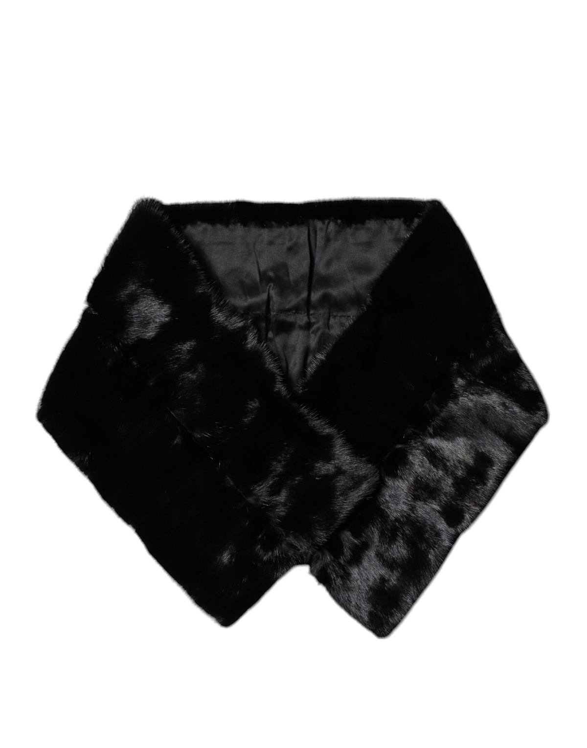 Dolce & Gabbana Écharpe en Fourrure Noire avec Col