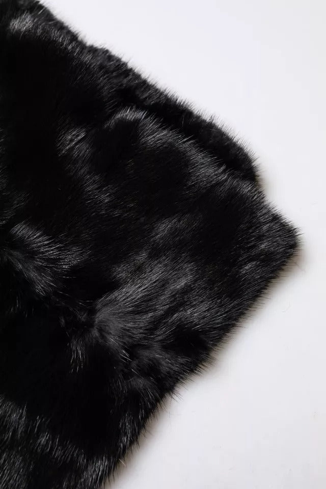 Dolce & Gabbana Écharpe en Fourrure Noire avec Col