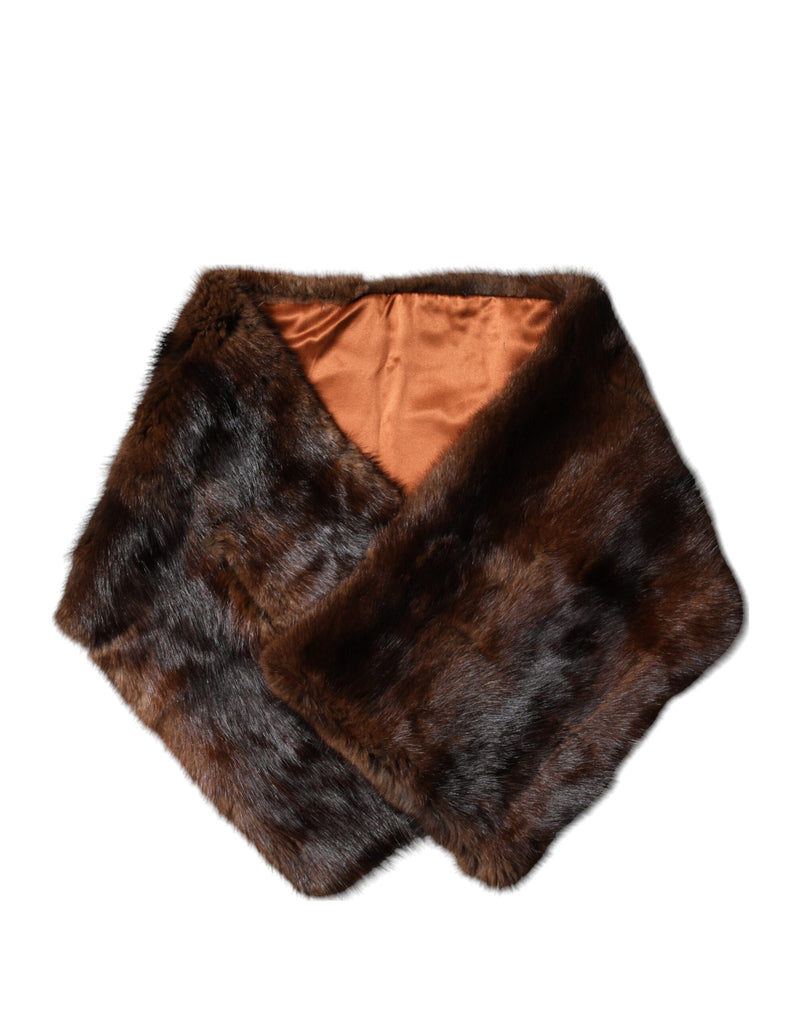 Dolce & Gabbana Écharpe en Fourrure Rayée Noir Brun
