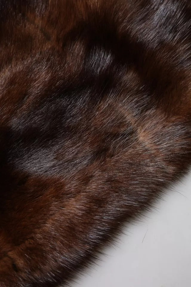 Dolce & Gabbana Écharpe en Fourrure Rayée Noir Brun