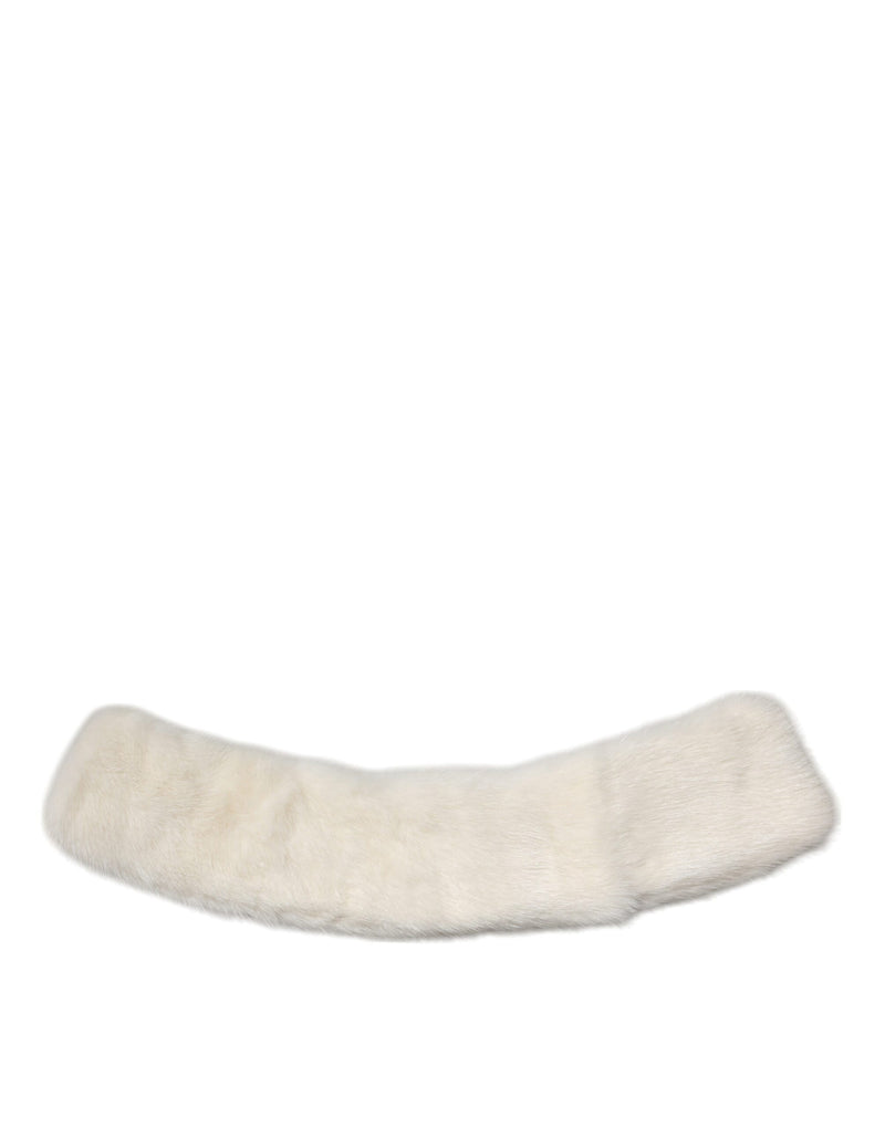 Dolce & Gabbana White Mink Fur Collar Neck Wrap Scarf