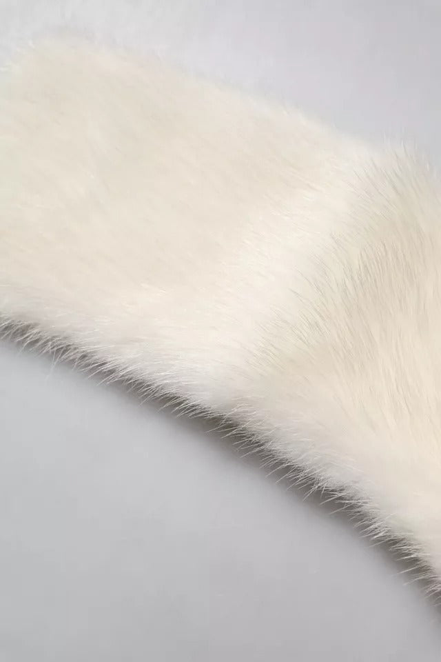 Dolce & Gabbana White Mink Fur Collar Neck Wrap Scarf