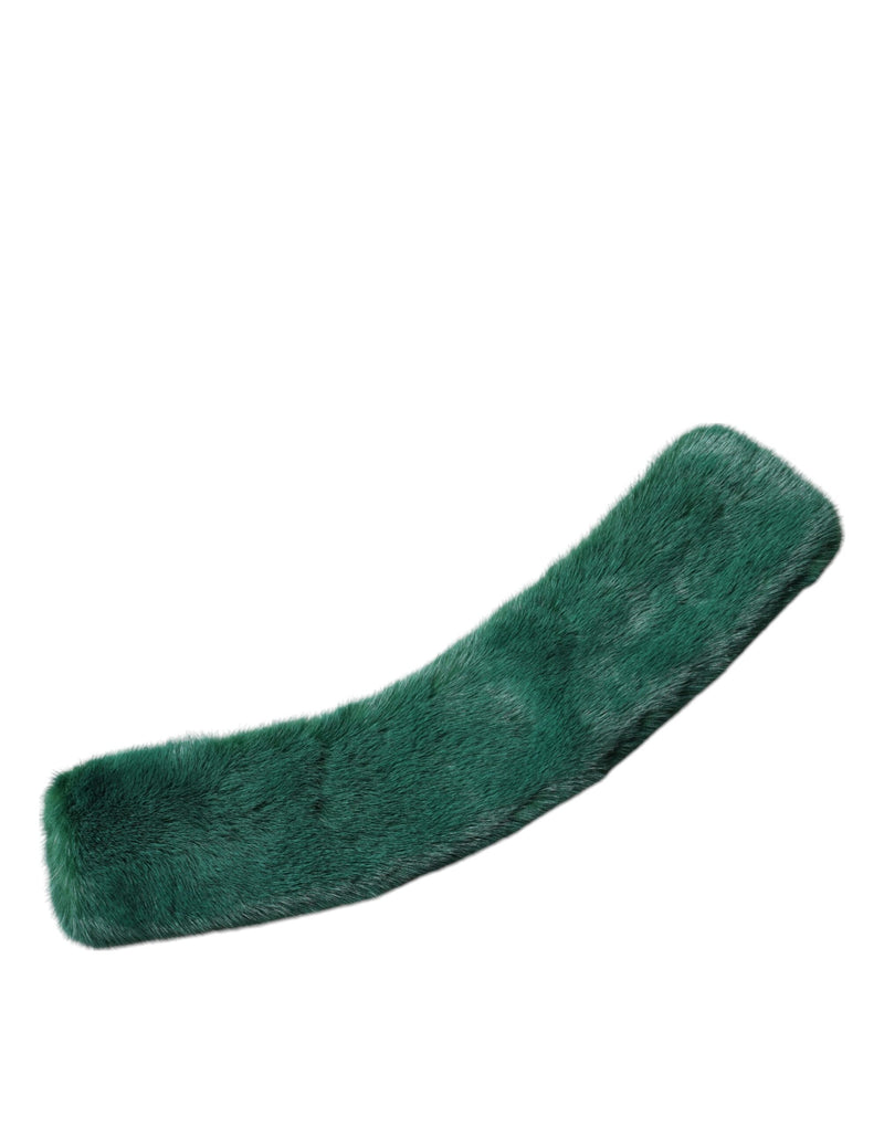 Dolce & Gabbana Green Mink Fur Collar Neck Wrap Scarf