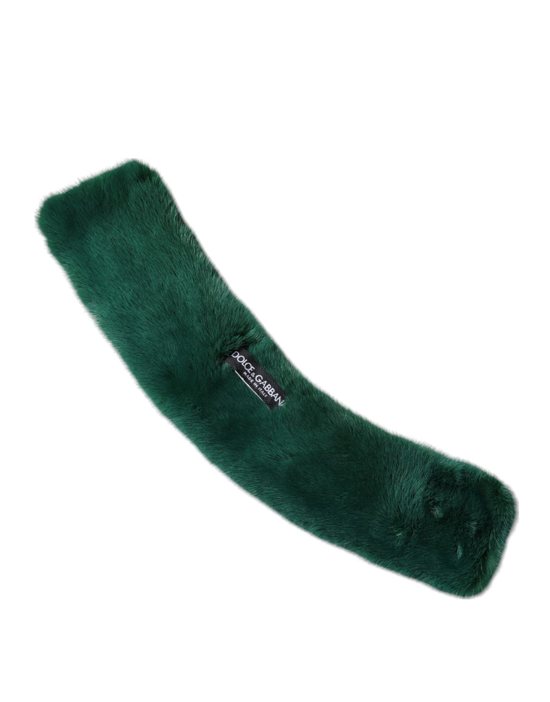 Dolce & Gabbana Green Mink Fur Collar Neck Wrap Scarf