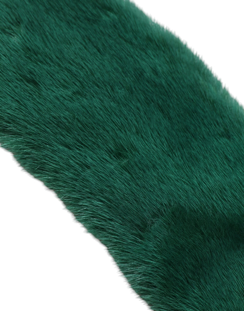 Dolce & Gabbana Green Mink Fur Collar Neck Wrap Scarf