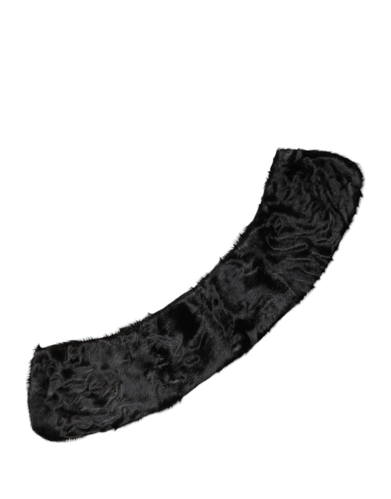 Dolce & Gabbana Black Lamb Fur Collar Neck Wrap Scarf