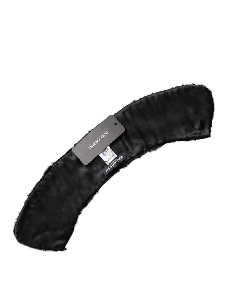 Dolce & Gabbana Black Lamb Fur Collar Neck Wrap Scarf