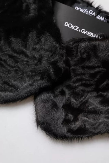 Foulard Dolce & Gabbana en fourrure d'agneau noire pour femme