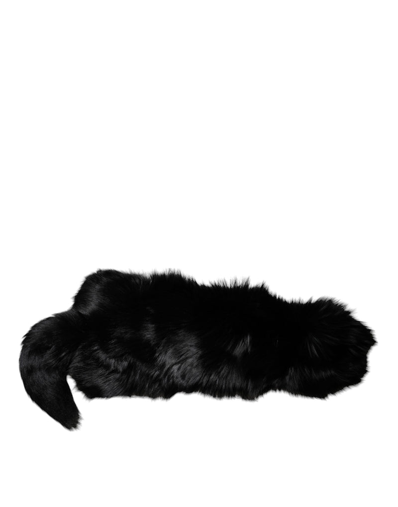 Dolce & Gabbana Black Fox Fur Neck Wrap Warmer Scarf