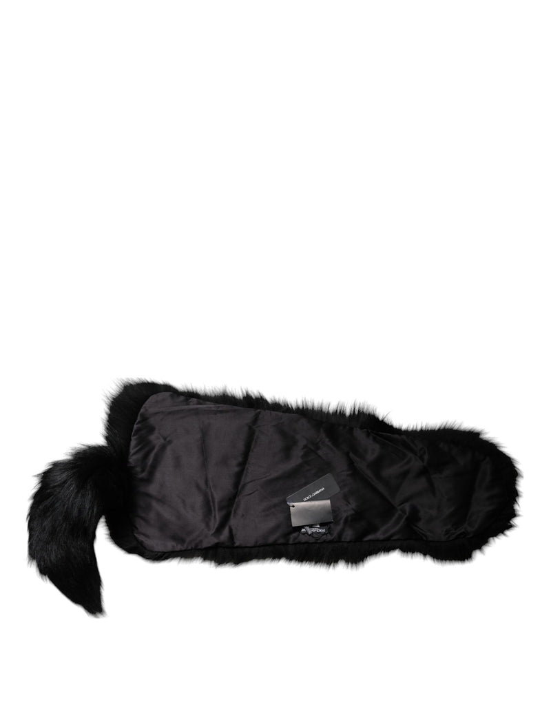Dolce & Gabbana Black Fox Fur Neck Wrap Warmer Scarf