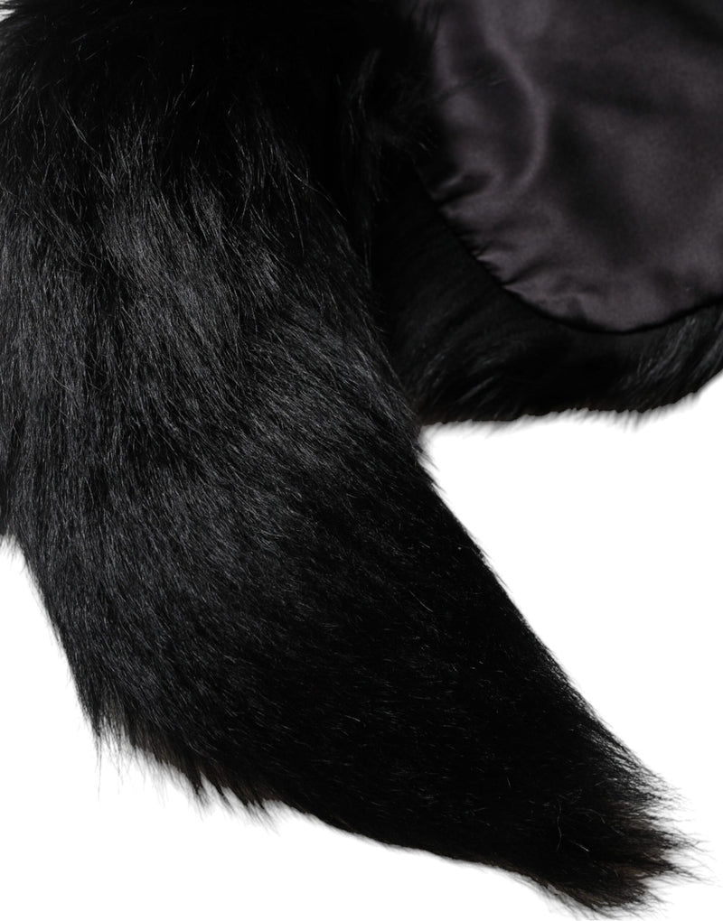 Dolce & Gabbana Black Fox Fur Neck Wrap Warmer Scarf