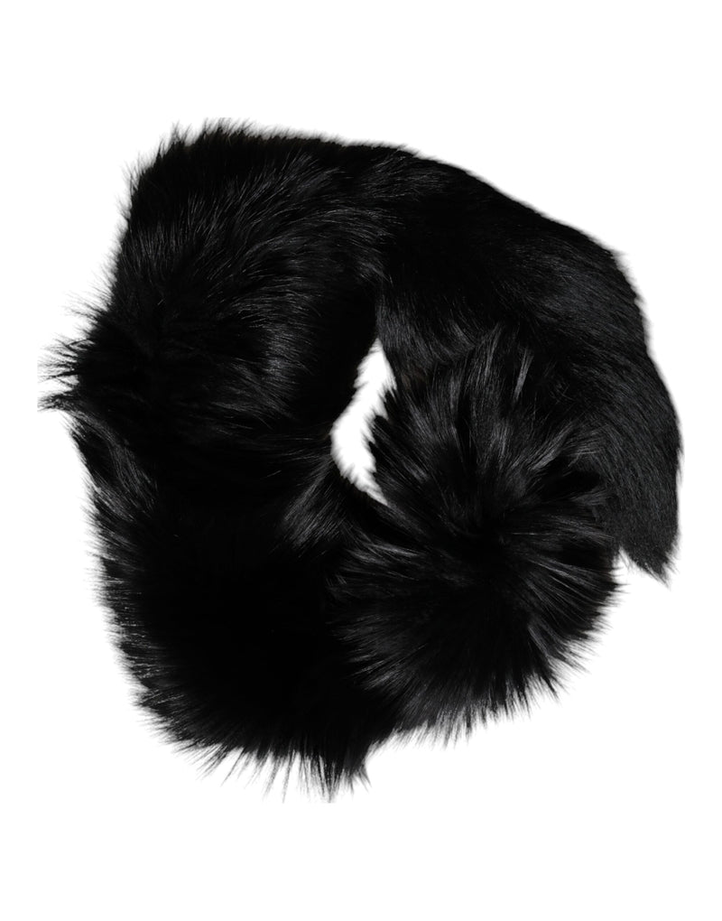 Dolce & Gabbana Black Fox Fur Neck Wrap Warmer Scarf