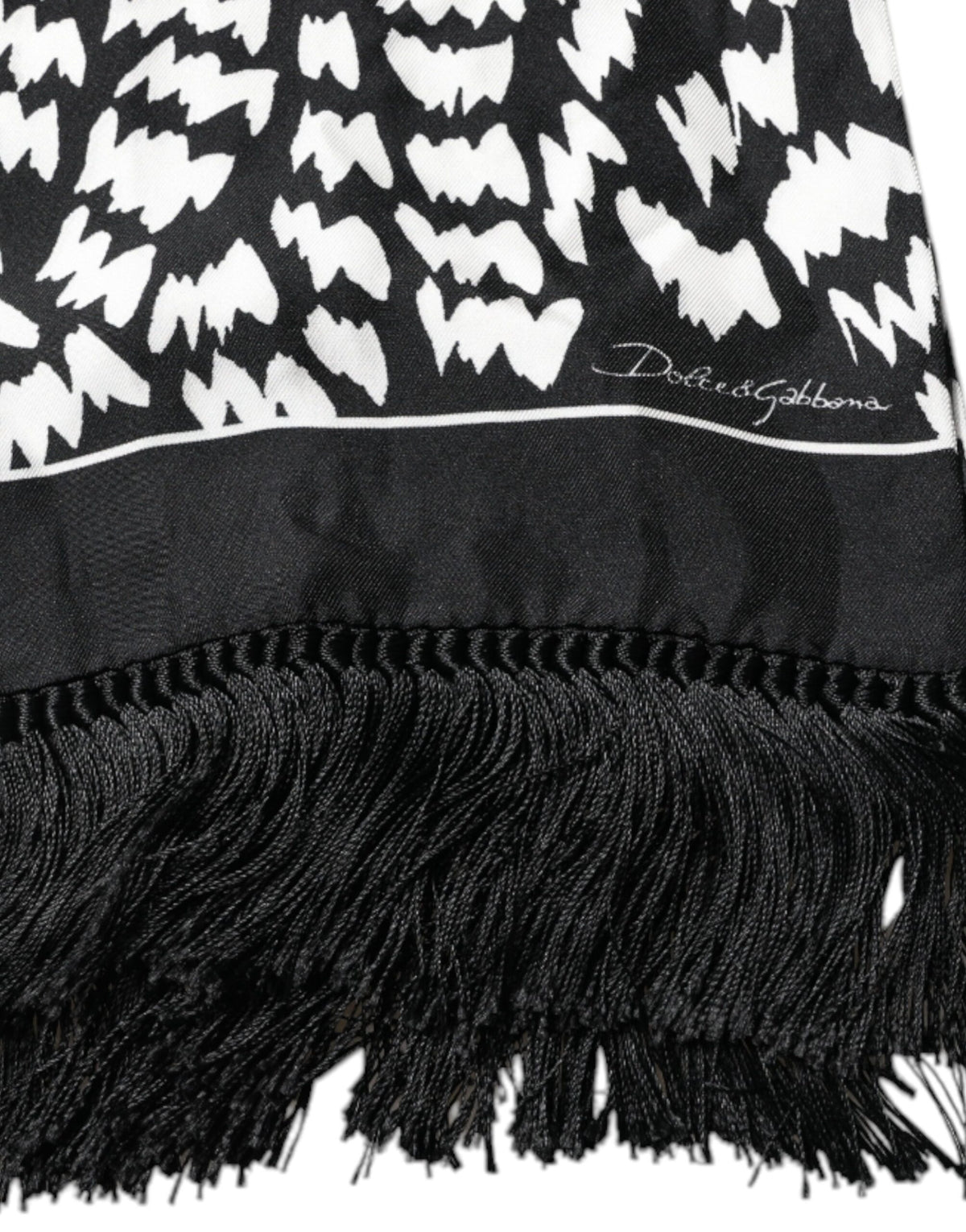 Dolce & Gabbana Écharpe Frangée Noir et Blanc
