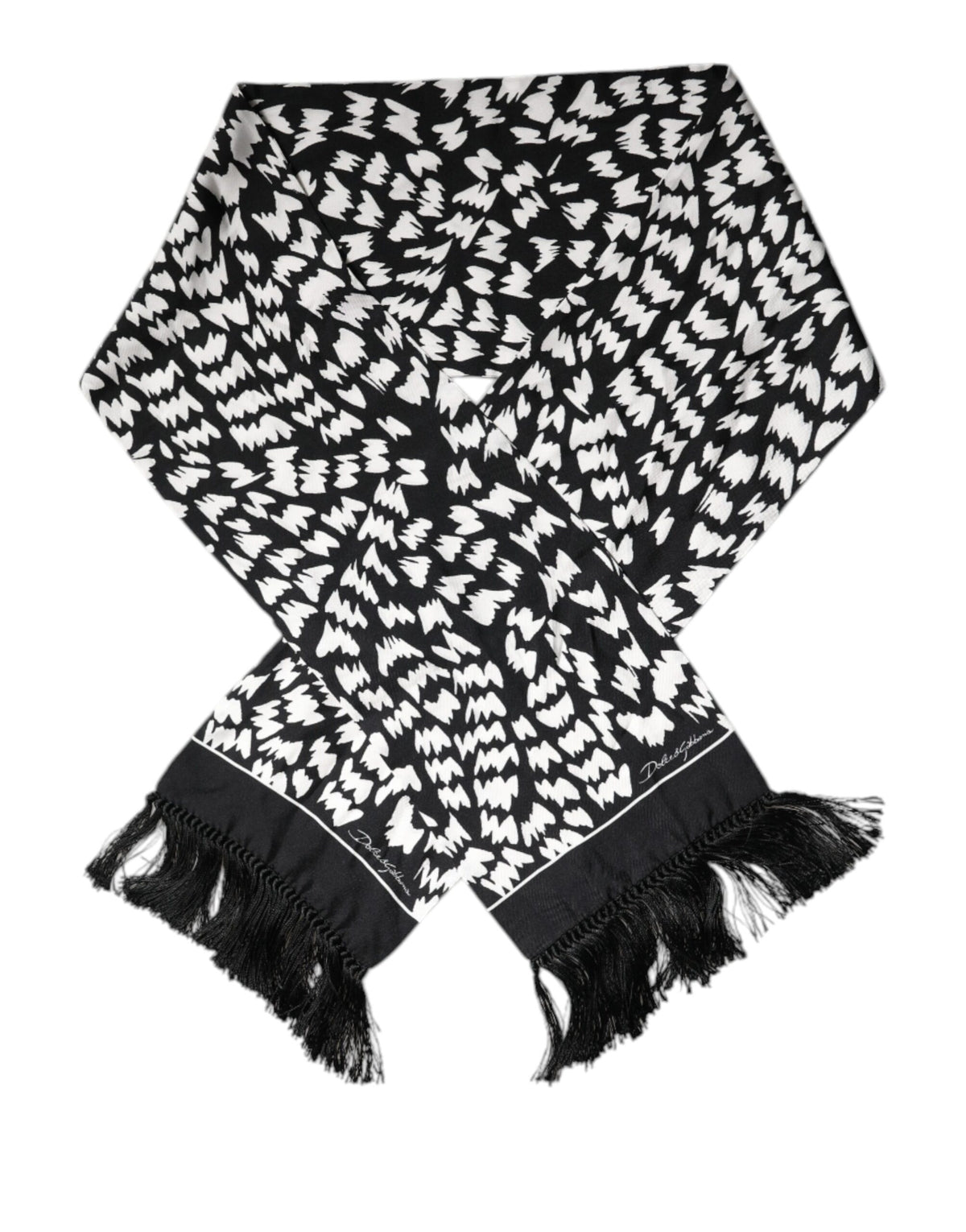 Dolce & Gabbana Écharpe Frangée Noir et Blanc