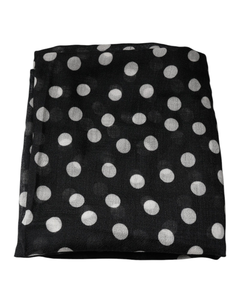 Dolce & Gabbana Écharpe Wrap Franges Pois Noir Blanc