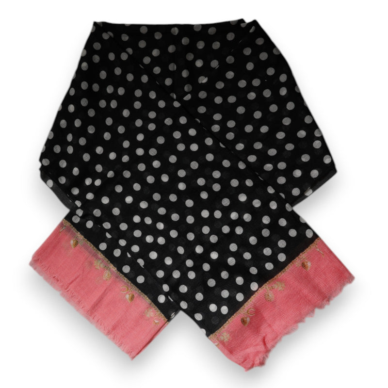 Dolce & Gabbana Écharpe Wrap Franges Pois Noir Blanc