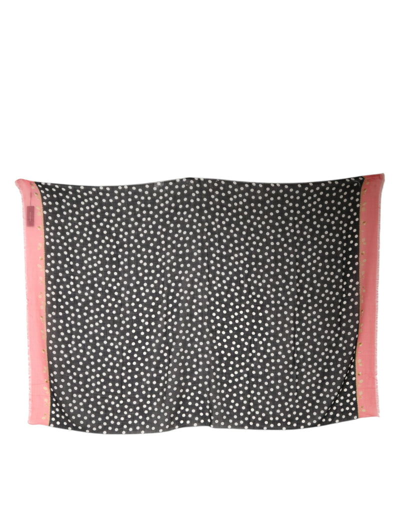 Dolce & Gabbana Écharpe Wrap Franges Pois Noir Blanc