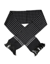 Foulard fin à franges en soie à pois noirs et blancs Dolce &amp; Gabbana