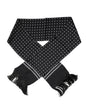 Foulard fin à franges en soie à pois noirs et blancs Dolce &amp; Gabbana
