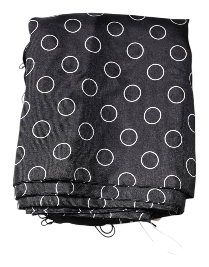 Foulard châle en soie à franges et cercles noirs Dolce &amp; Gabbana