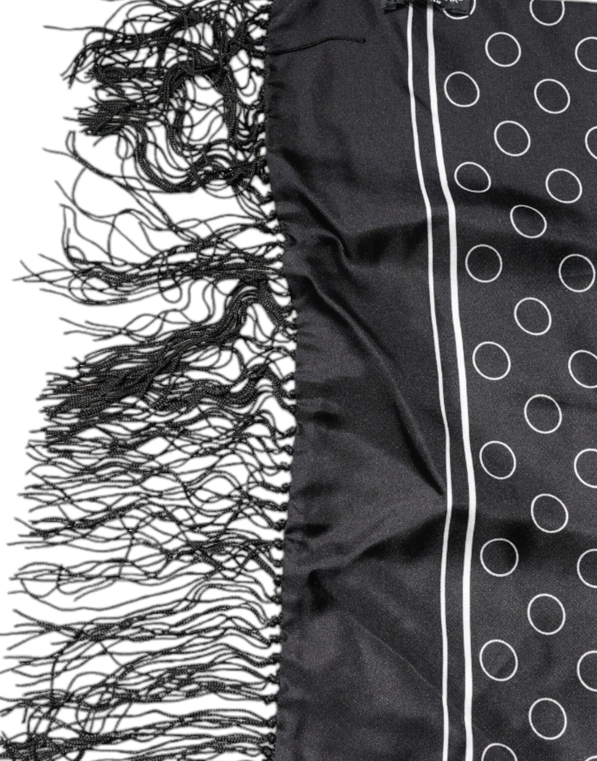 Foulard châle en soie à franges et cercles noirs Dolce &amp; Gabbana