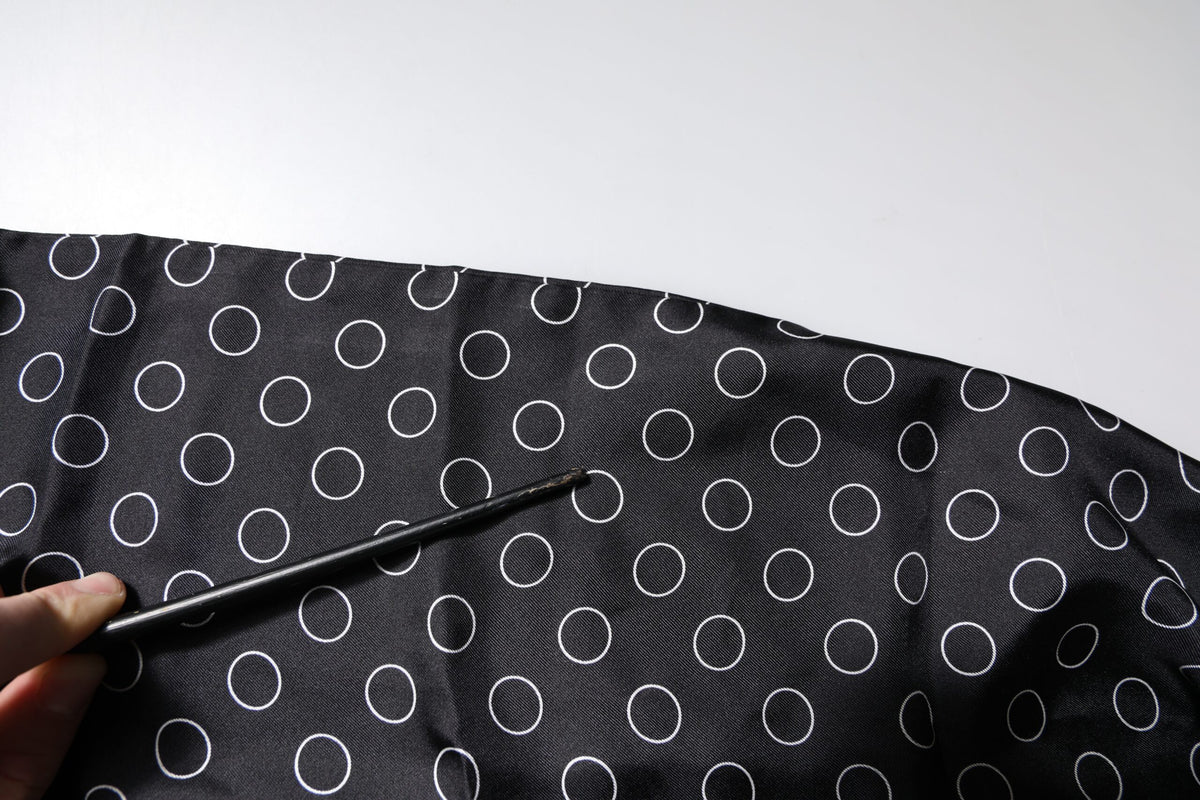 Foulard châle en soie à franges et cercles noirs Dolce &amp; Gabbana