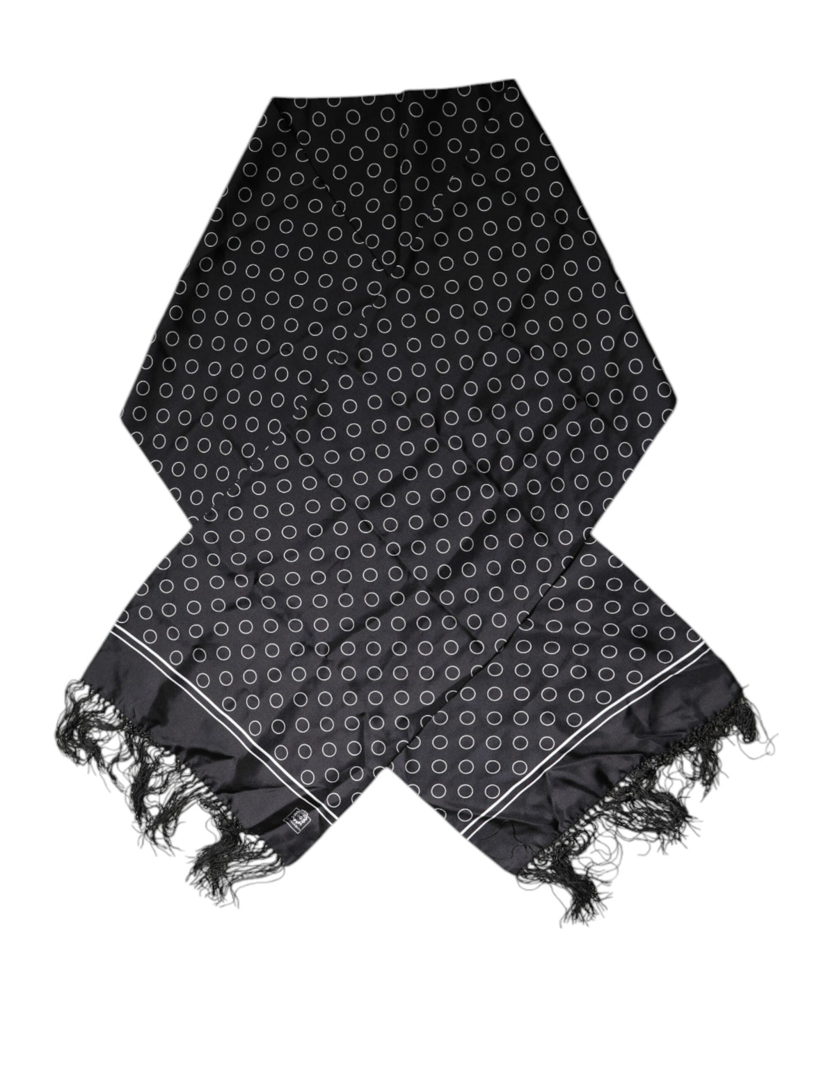 Foulard châle en soie à franges et cercles noirs Dolce &amp; Gabbana