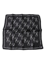 Foulard carré en soie à motif fer à cheval noir Dolce &amp; Gabbana