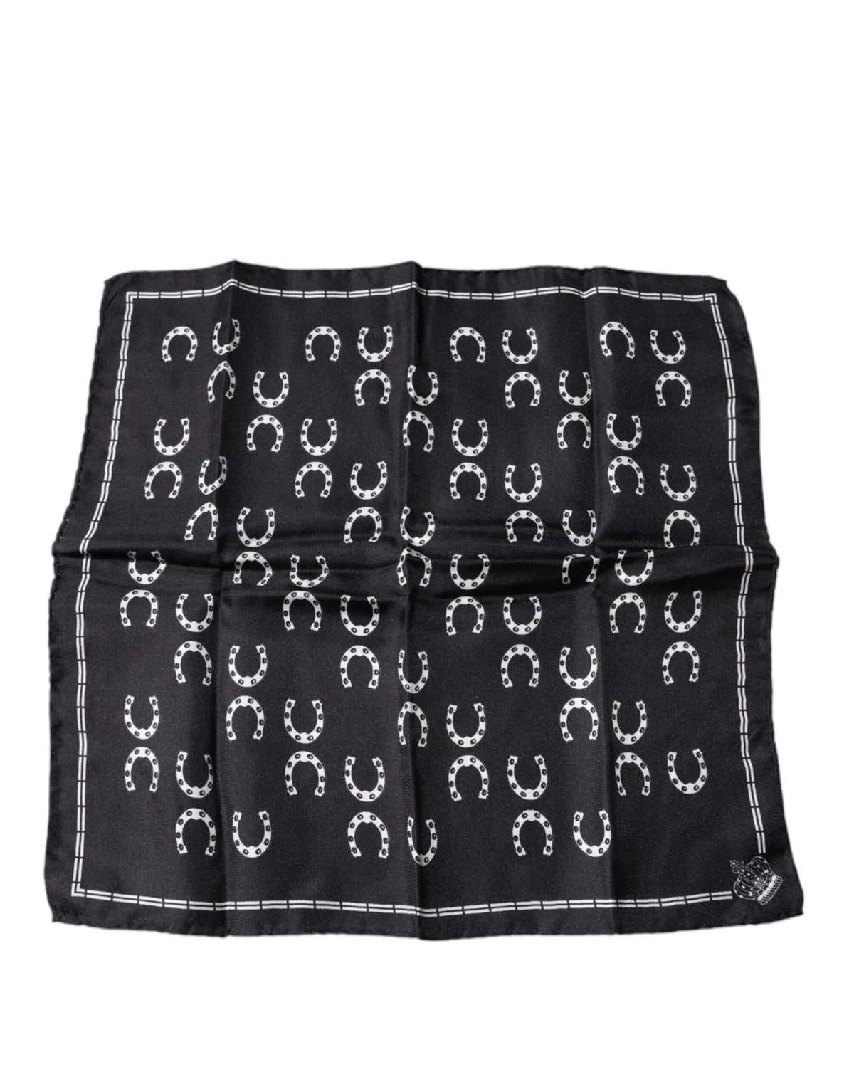 Foulard carré en soie à motif fer à cheval noir Dolce &amp; Gabbana