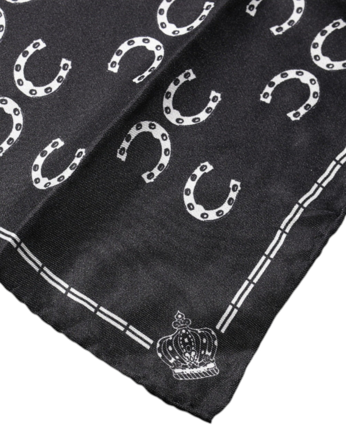 Foulard carré en soie à motif fer à cheval noir Dolce &amp; Gabbana