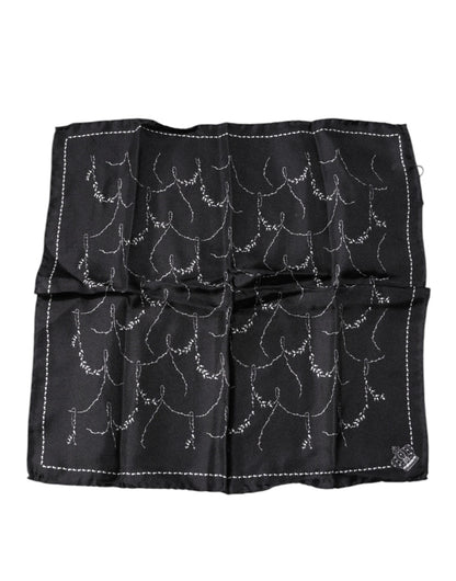 Dolce &amp; Gabbana Zwarte Zijden Zakdoek Sjaal met Patroon