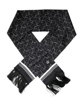 Foulard châle à franges fines noires à motifs Dolce &amp; Gabbana