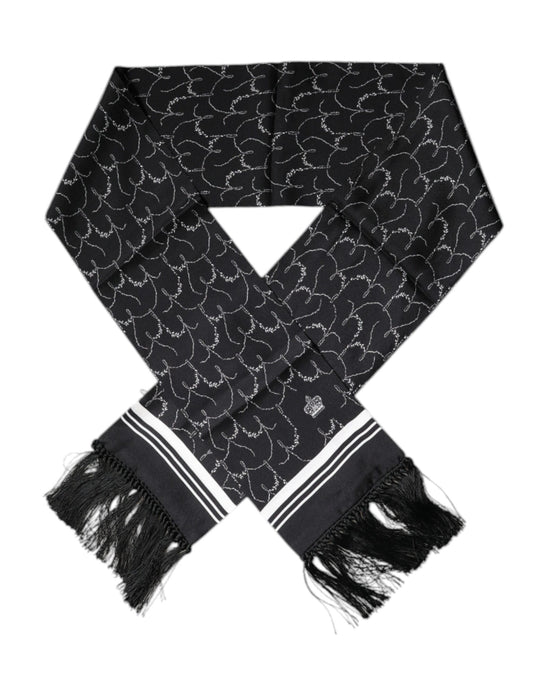 Foulard châle à franges fines noires à motifs Dolce &amp; Gabbana