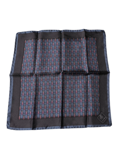 Foulard carré Dolce & Gabbana bleu foncé à motif scarabée