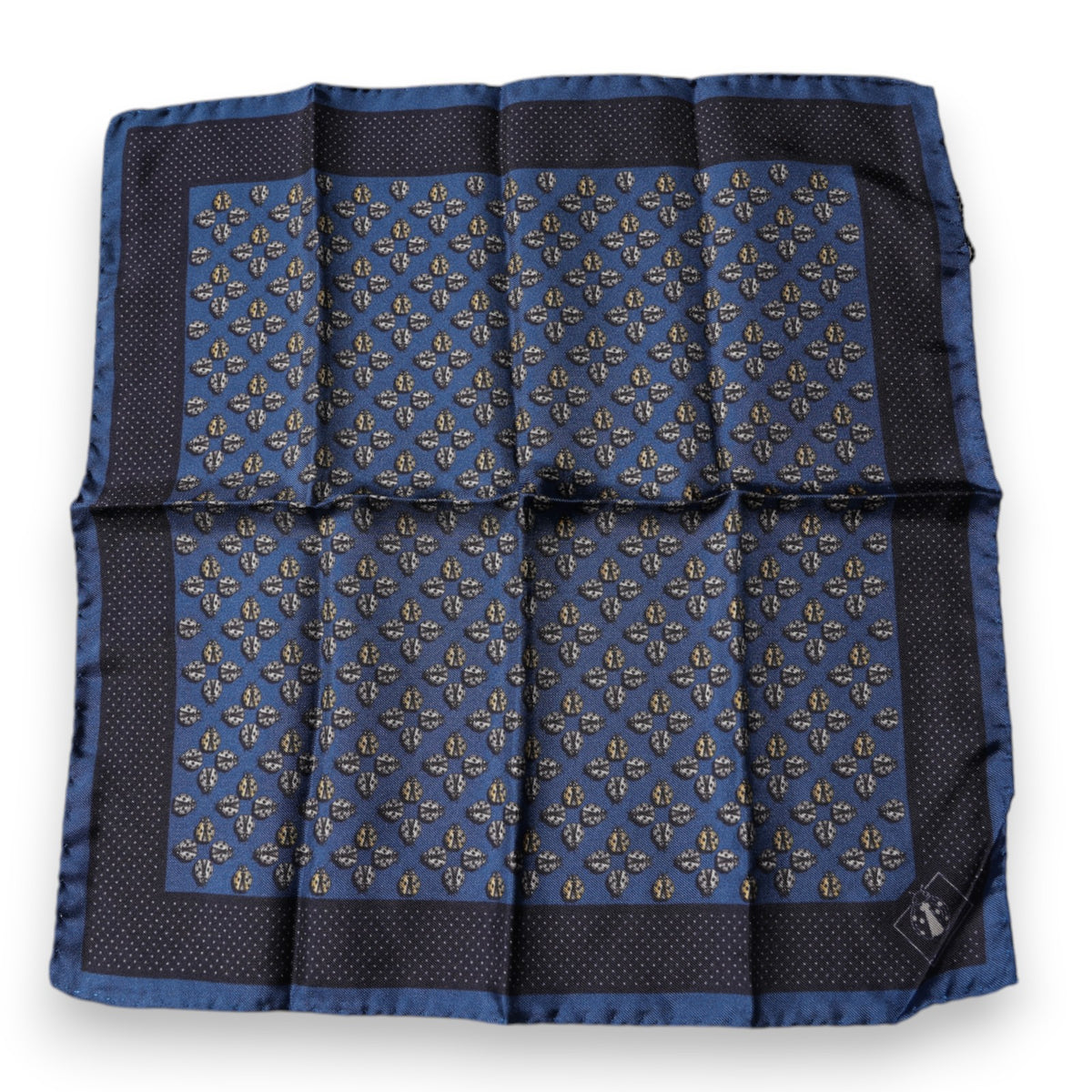 Dolce & Gabbana Écharpe Carrée en Soie Bleue avec Coccinelle