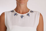 T-shirt Dolce &amp; Gabbana en soie blanche orné de cristaux