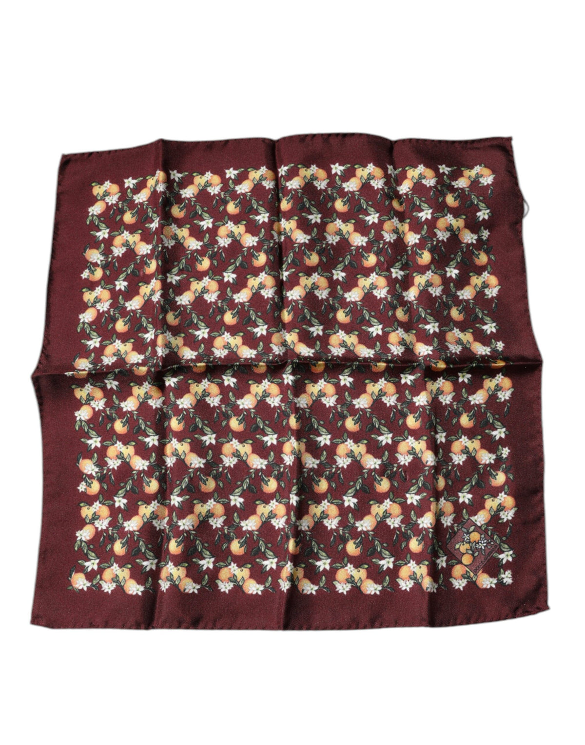Foulard carré en soie Dolce &amp; Gabbana à imprimé oranges marron