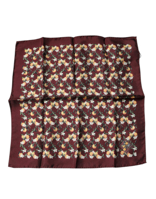 Foulard carré en soie Dolce &amp; Gabbana à imprimé oranges marron