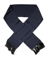 Foulard tour de cou à franges fantaisie bleu foncé Dolce &amp; Gabbana