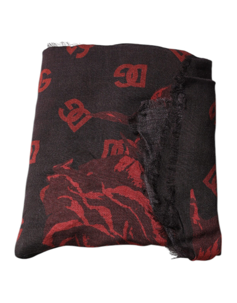 Dolce & Gabbana Écharpe Wrap en Modal Noir Rouge Floral