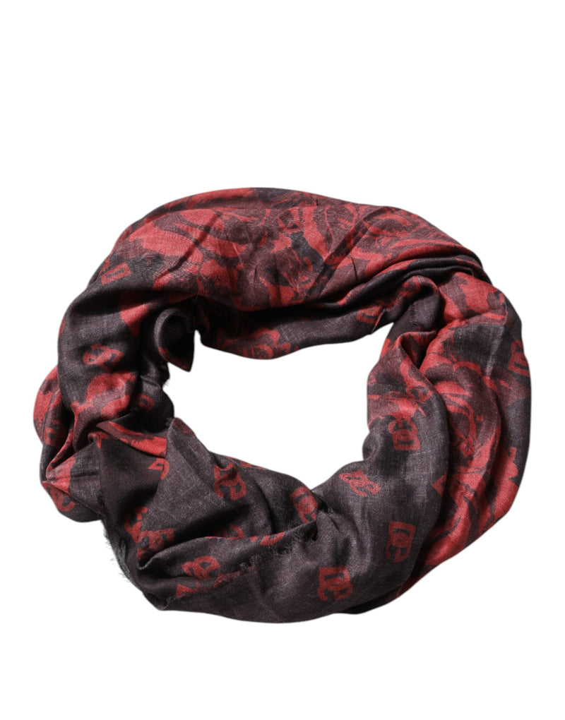 Dolce & Gabbana Écharpe Wrap en Modal Noir Rouge Floral