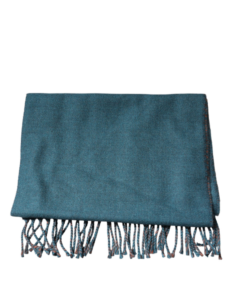 Dolce &amp; Gabbana Blauwgroene Wollen Franjes Wikkelsjaal