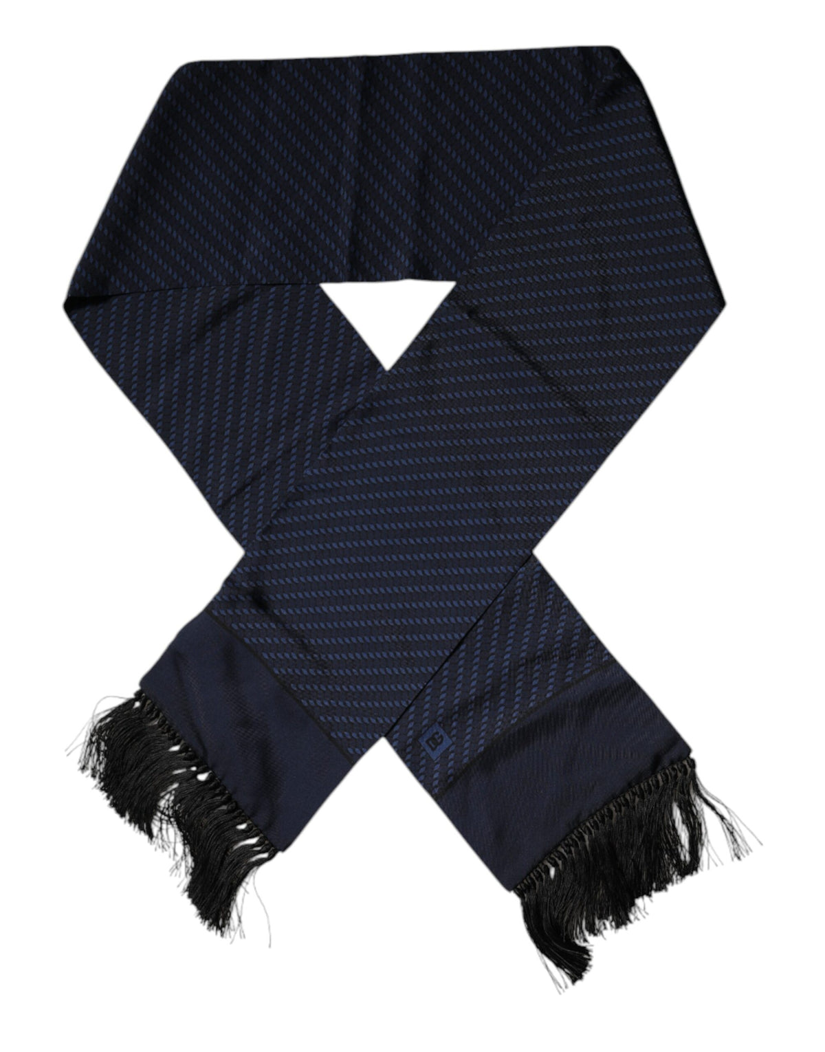 Foulard tour de cou à franges fantaisie bleu foncé Dolce &amp; Gabbana