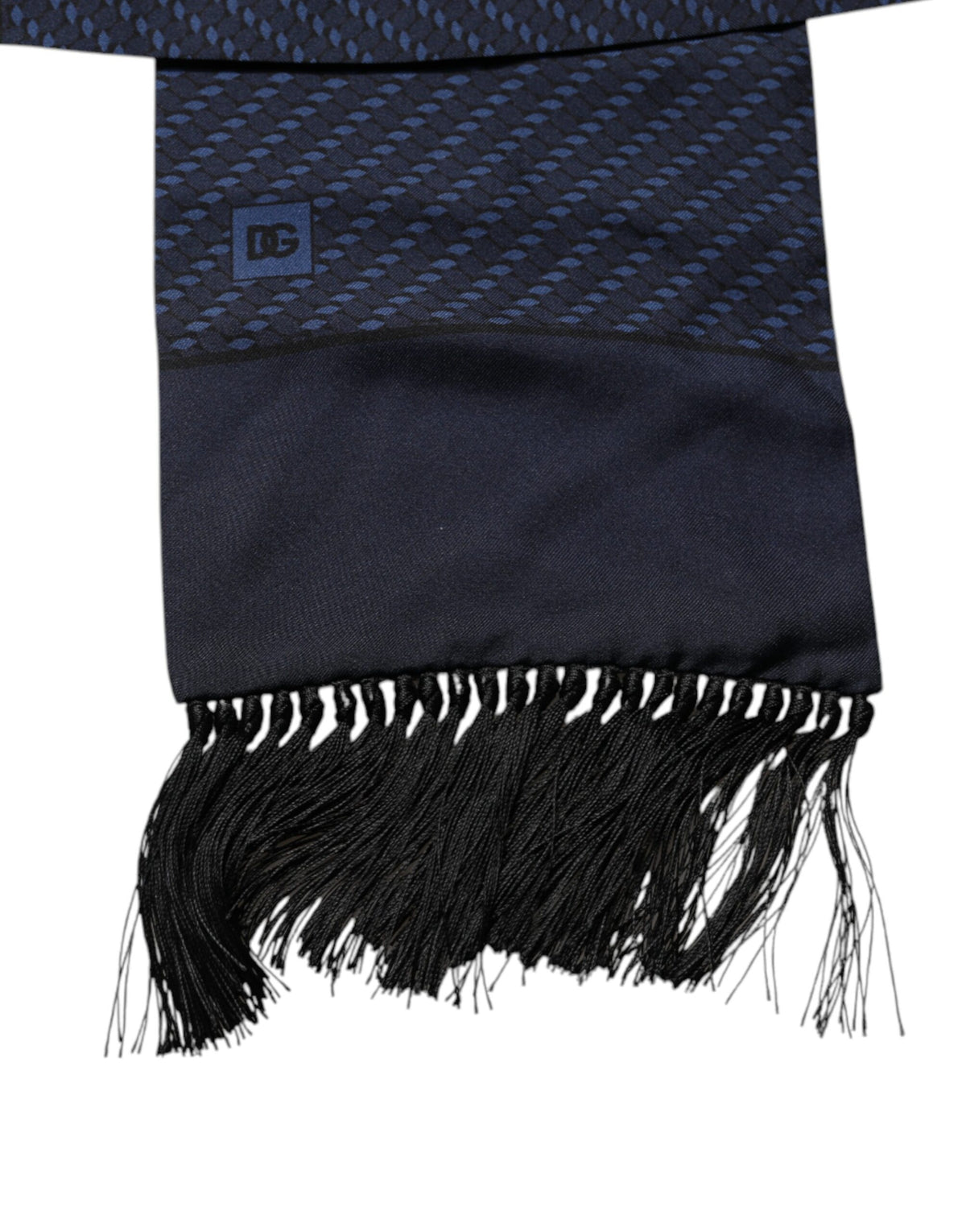 Foulard tour de cou à franges fantaisie bleu foncé Dolce &amp; Gabbana