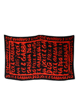 Dolce & Gabbana Serviette de Plage Logo Noir Rouge en Coton