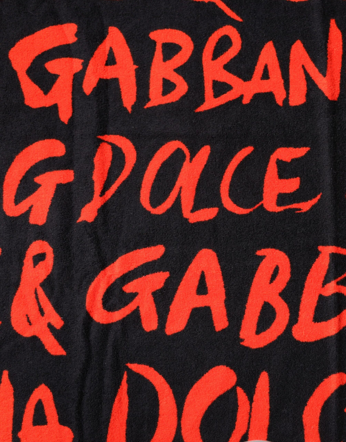 Dolce & Gabbana Serviette de Plage Logo Noir Rouge en Coton
