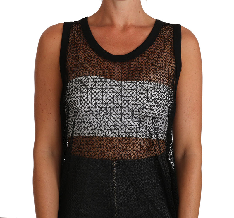 T-shirt Dolce &amp; Gabbana en résille noire transparente