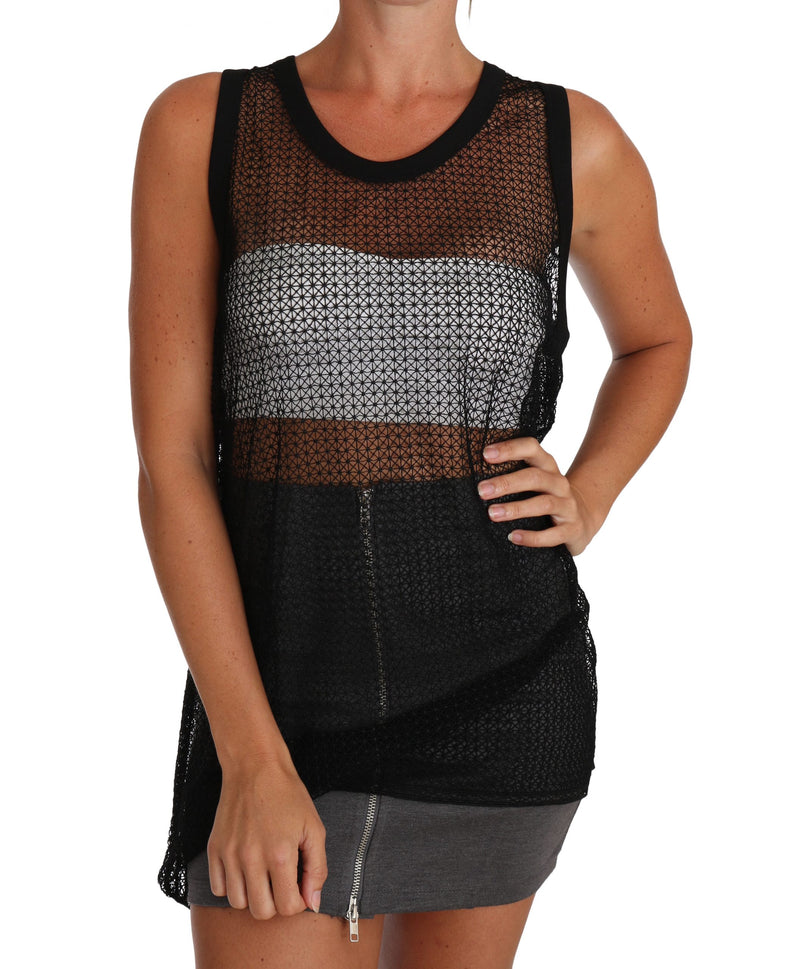 T-shirt Dolce &amp; Gabbana en résille noire transparente
