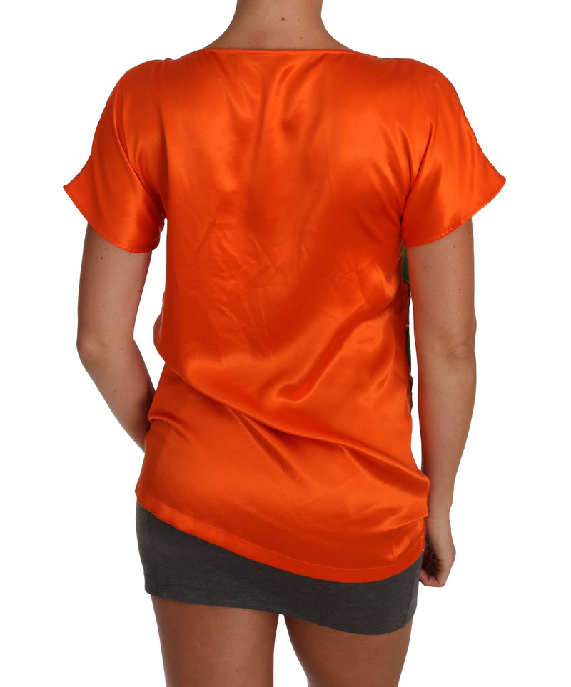 T-shirt Dolce &amp; Gabbana en soie orange citron cristal