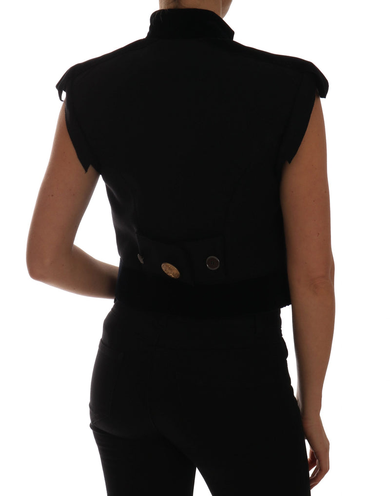Gilet militaire noir à fleurs Dolce &amp; Gabbana